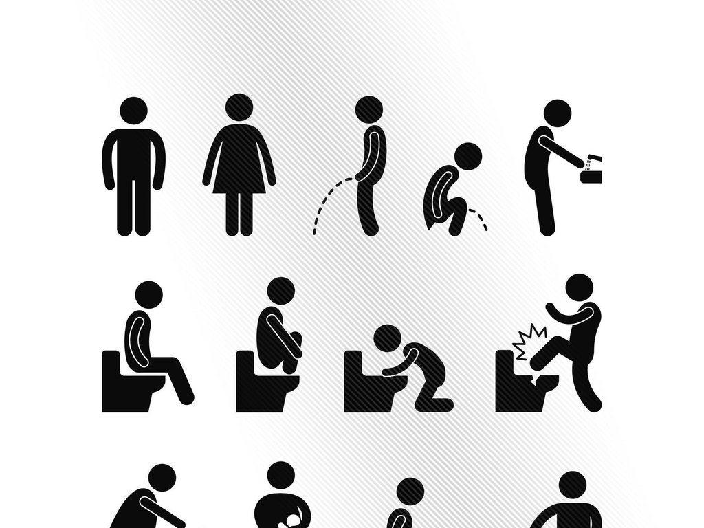 公共卫生间公厕坐便器大便小便矢量wc