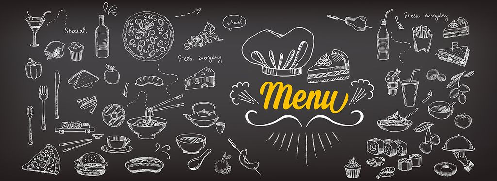 原创手绘美食黑板菜单背景版权可商用