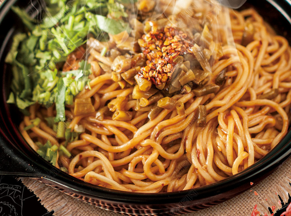 武汉美食热干面工装背景墙装饰画