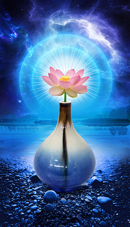 宝莲灯莲花迷人梦幻荷花光芒发散艺术背景墙