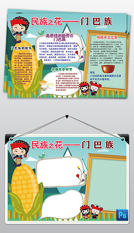 珞巴族民俗习惯手抄报小报卡通少数民族回族风俗习惯美食特色我爱家乡