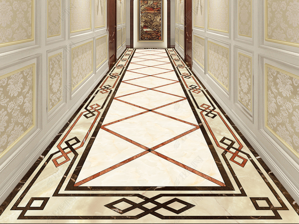 高温烧走廊过道水刀拼花25