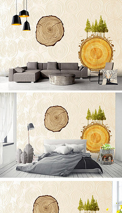 北欧简约木桩木纹复古背景墙背景画