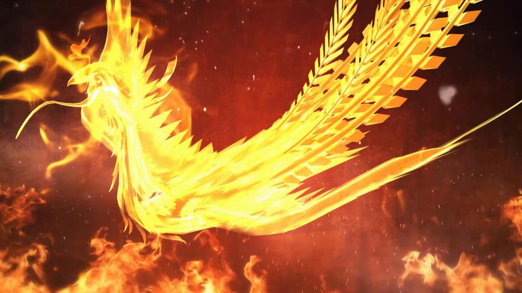 金色凤凰燃烧背景视频