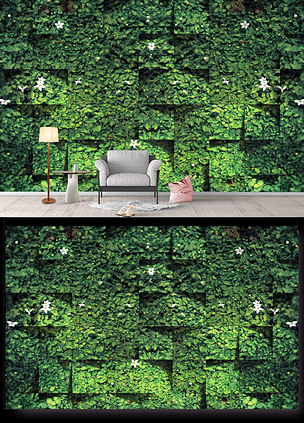 绿色个性藤蔓叶子满墙酒店背景墙