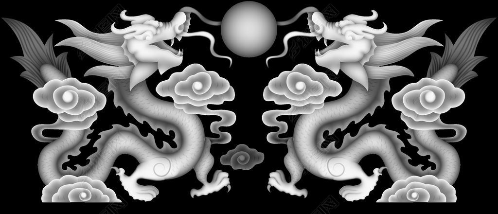 墓碑二龙戏珠灰度图bmp格式下载-编号17244528-其他-我图网