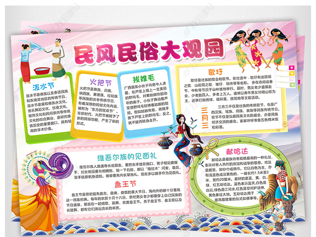 原创民俗民风大观园小报少数民族手抄报电子小报版权可商用