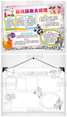 原创民俗民风大观园小报少数民族手抄报电子小报版权可商用