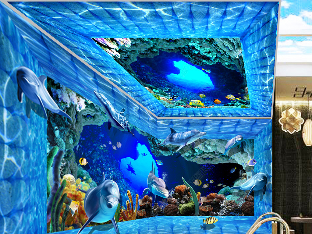 海洋世界裸眼3d背景墙