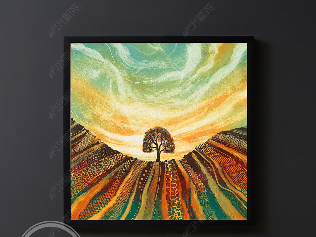 北欧现代抽象艺术风景画装饰画无框画挂画