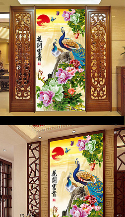 仿玉花开富贵孔雀专题模板-仿玉花开富贵孔雀图片素材下载-我图网