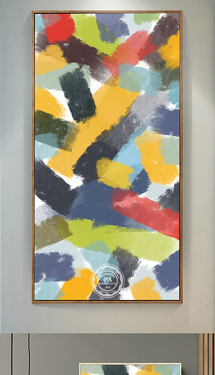 现代抽象油画色块玄关背景装饰画