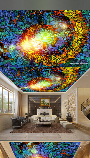 抽象绚丽彩色玻璃吊顶