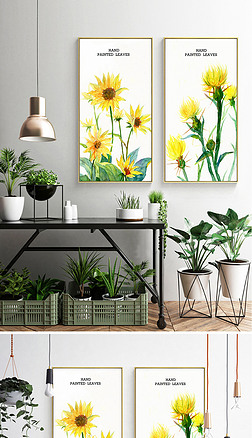 北欧小清新手绘雏菊植物花朵装饰画