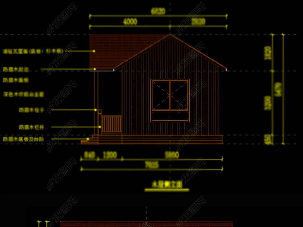 原创木屋茶室售票亭防腐木屋子cad全套图纸版权可商用