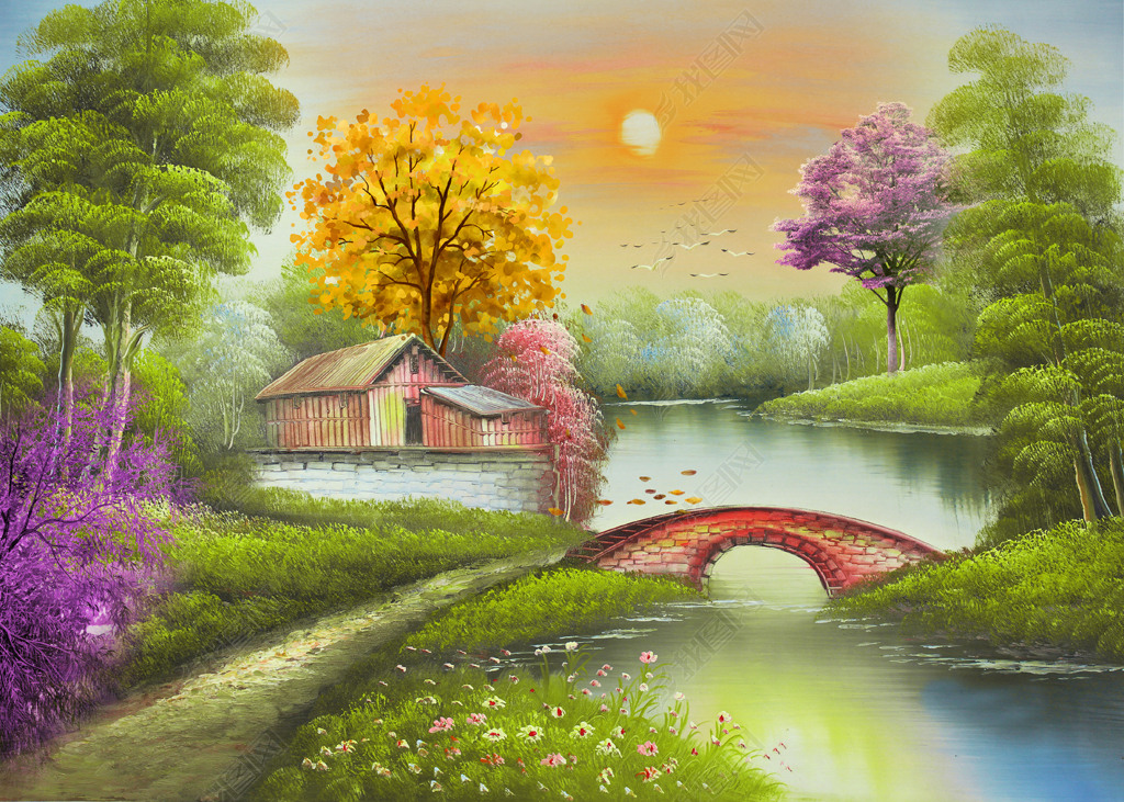 田园油画风景