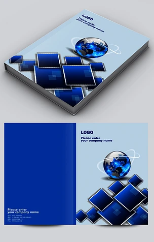 时尚大气蓝色科几何技画册封面设计