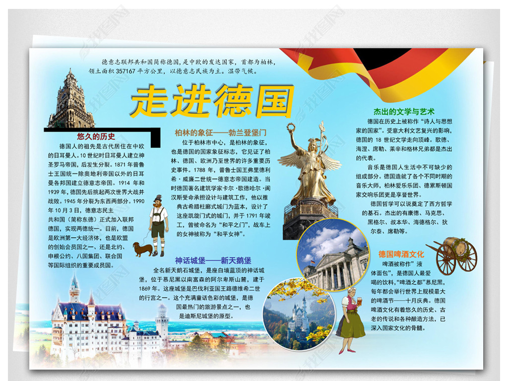 word电子小报模版国家地理走进德国下载-编号17334232-地理手抄报-我