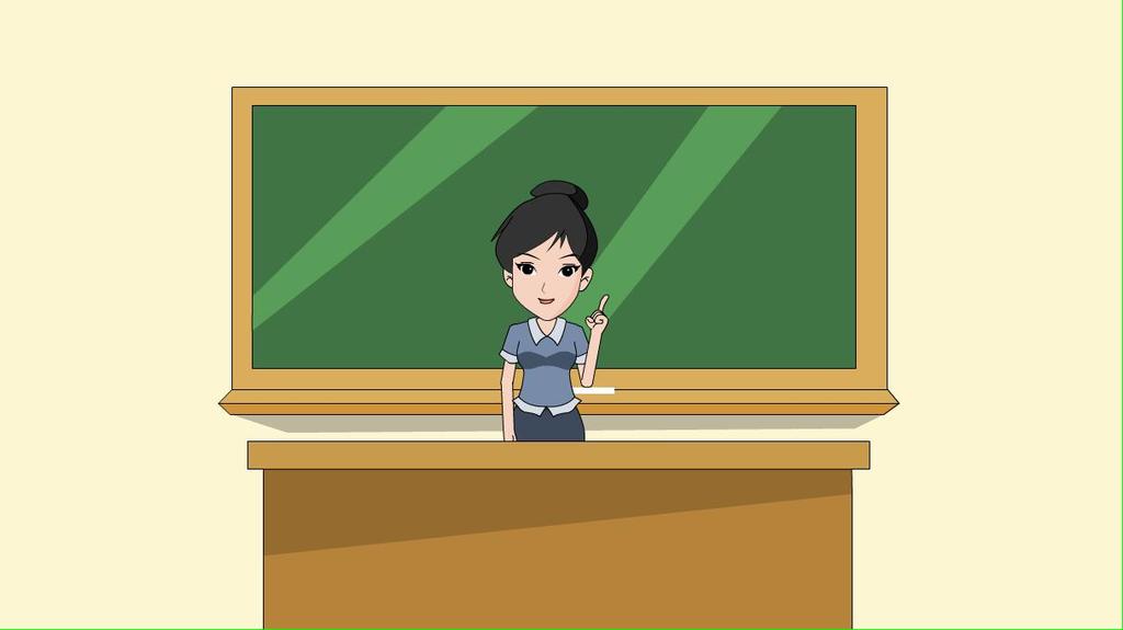 女老师课堂上讲课动作讲解题目动画