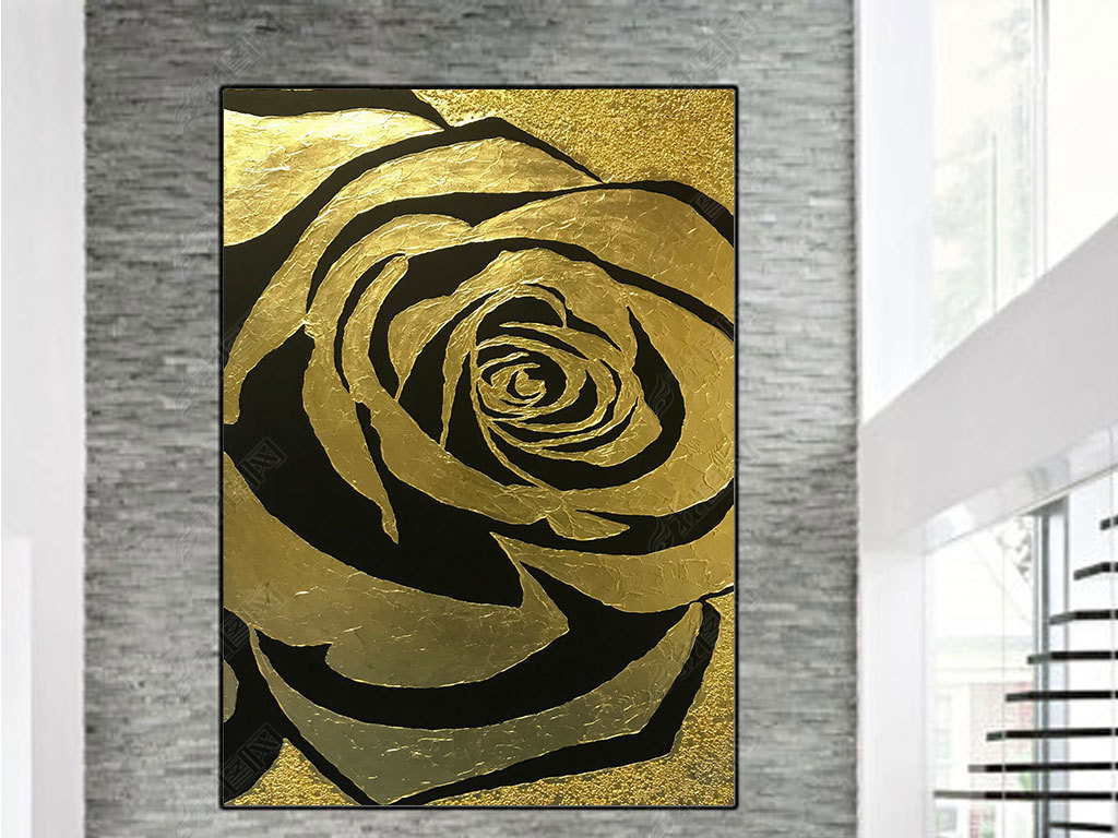 抽象金色花朵艺术装饰画