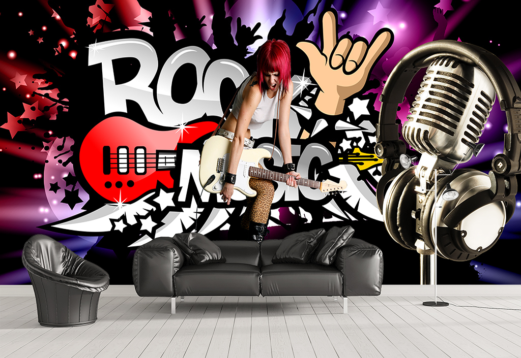 摇滚乐工装背景墙ktv酒吧背景装饰