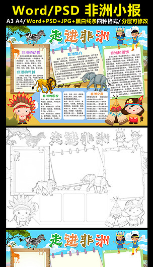 走进非洲小报旅游旅行手抄报游记电子小报