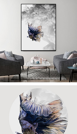 唯美孔雀鱼油画