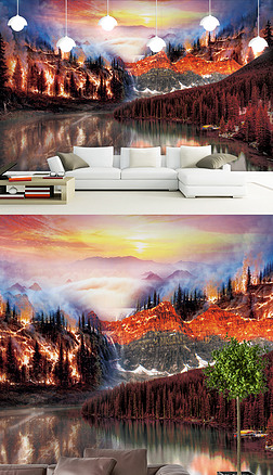 燃烧的森林客厅电视背景墙设计