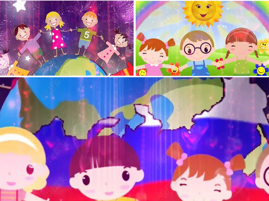 儿歌左手右手表演背景卡通视频幼儿园文艺汇演