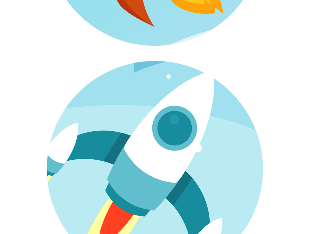 火箭发射卡通手绘太空主题空间全屋背景墙