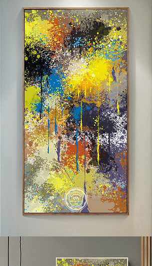 欧式手绘抽象油画玄关背景装饰画