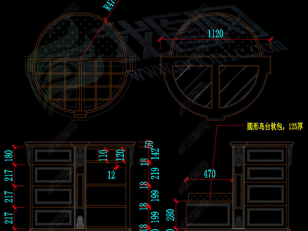 原创欧式衣帽间岛台cad设计图纸版权可商用