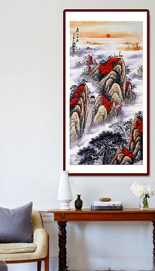 泰山日出聚宝纳财鸿运当头旭日东升无框画下载-编号17375882-山水装饰