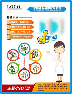 气管炎橡胶膏药品医药行业药店宣传海报