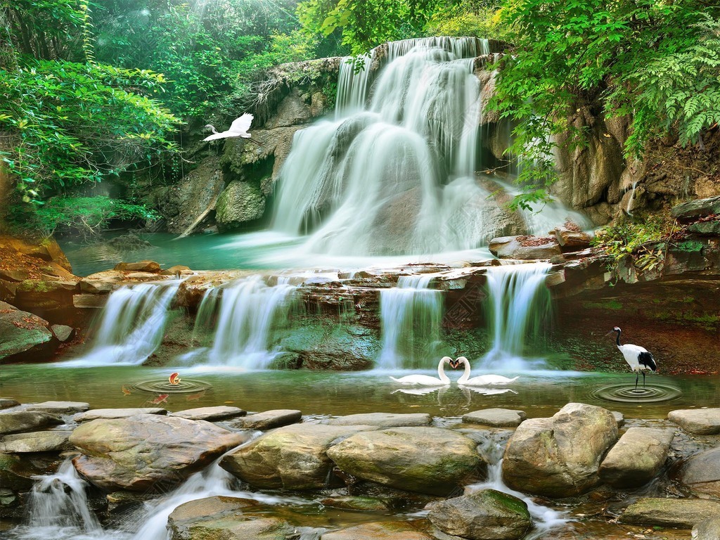 最美流水生财风景图片图片