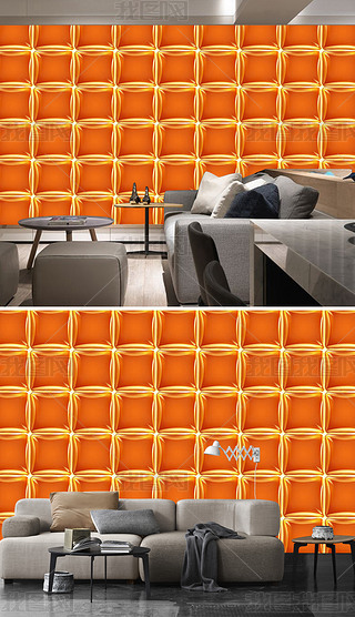 黄色北欧简约个性几何方块背景墙壁画