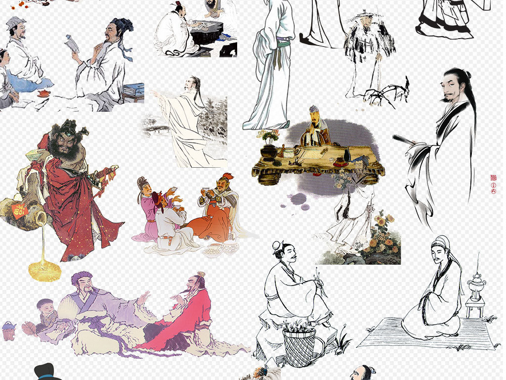 古代人诗人png透明素材