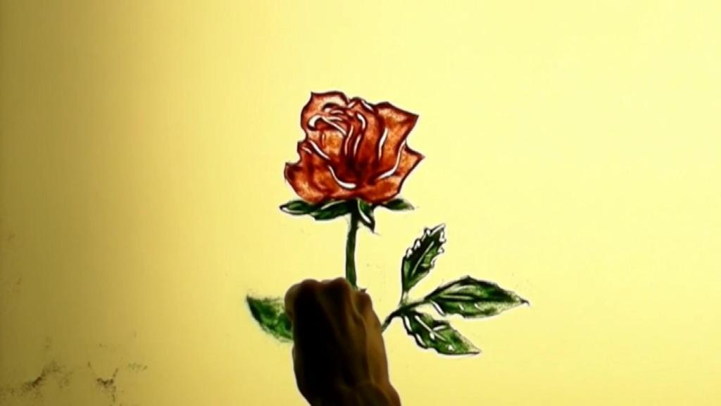 沙画玫瑰花庆祝生日led视频素材