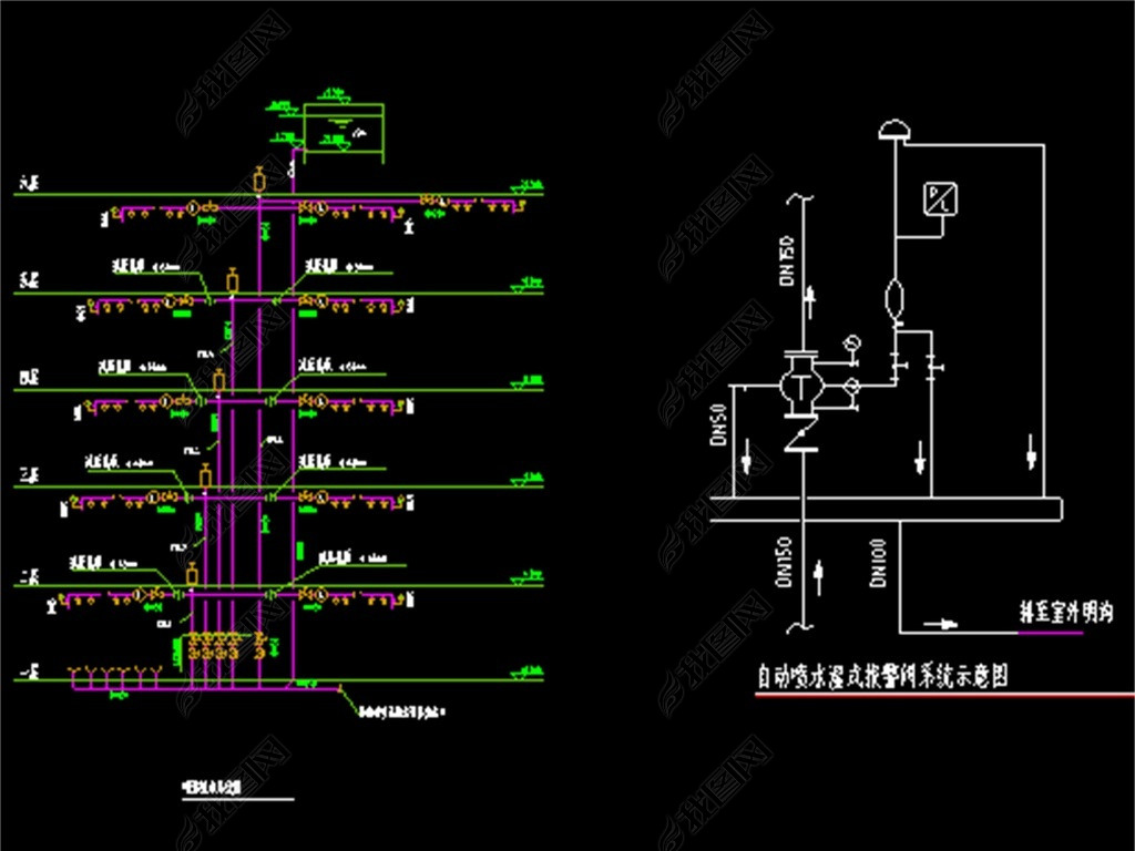 原创某大型商场喷淋cad平面图