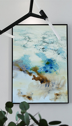 竖幅装饰油画玄关渲染水溶抽象