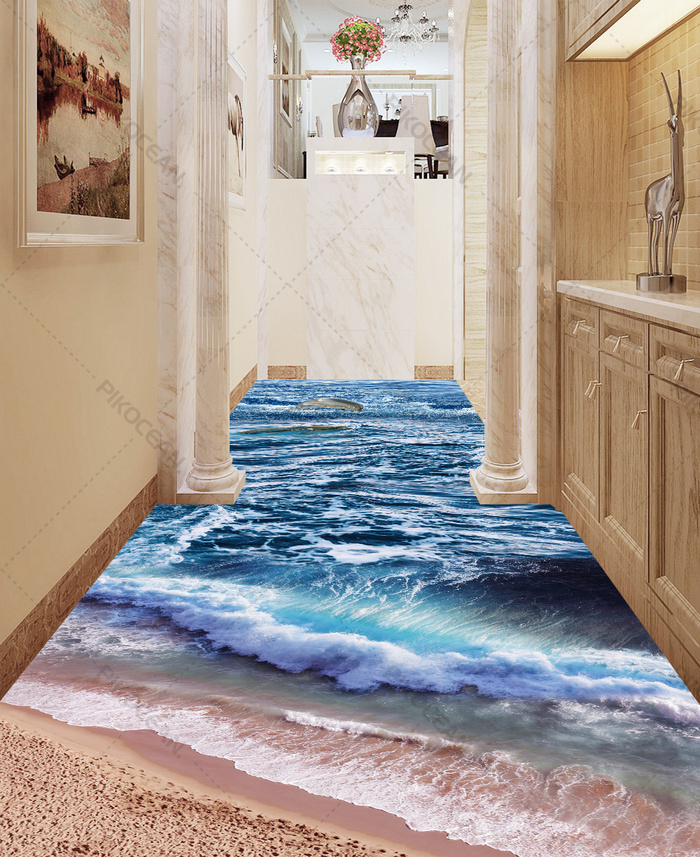 Weimei Beach Sea Dolphin Corridor Aisle 3d Floor Download Pikocean