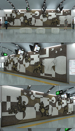 2018创意地铁文化墙模板设计