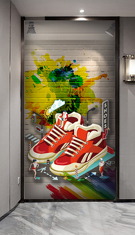 3d商场超市创意鞋店工装玄关
