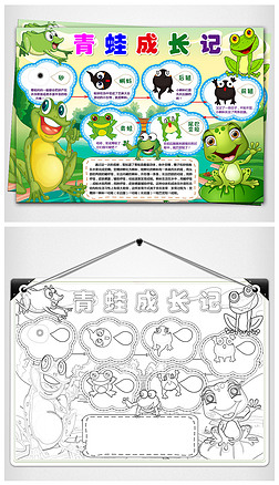 word/ps青蛙成长记小报动物生长手抄报青蛙生长过程小报观察日记电子