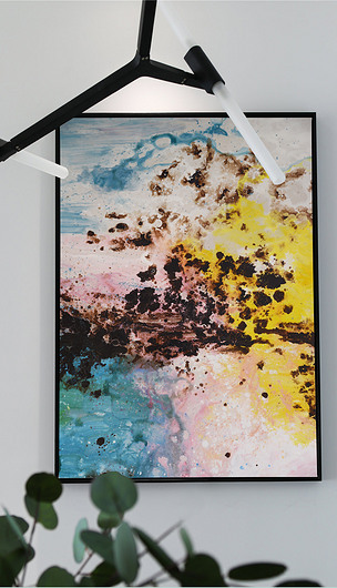 竖幅装饰油画玄关北欧彩色抽象