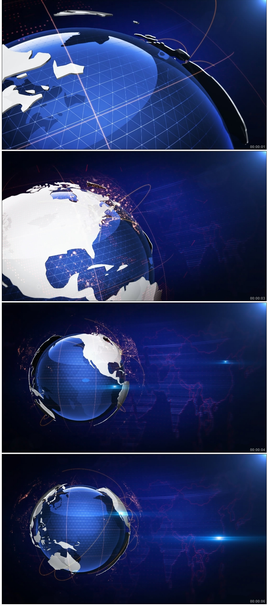 蓝色地球旋转新闻宣传舞台晚会片头背景视频