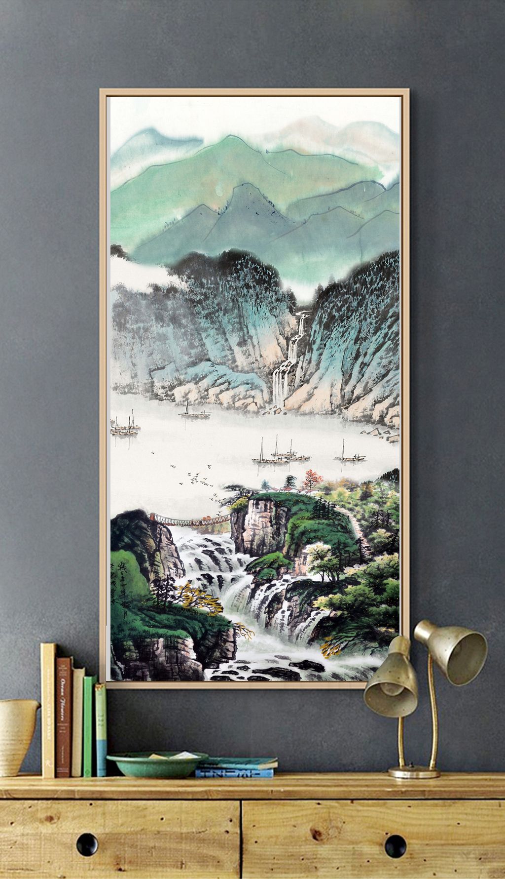 国画山水聚宝盆风景画玄关下载-编号17496002-水墨画-我图网