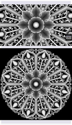 灰度图复古镂空木雕柚木圆形雕花圆盘挂件