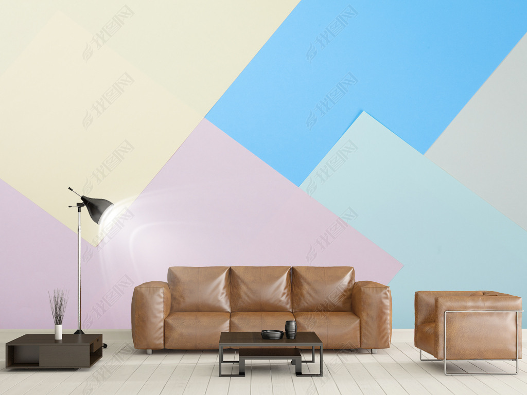 原创简约极简清新北欧色块几何图形背景墙版权可商用