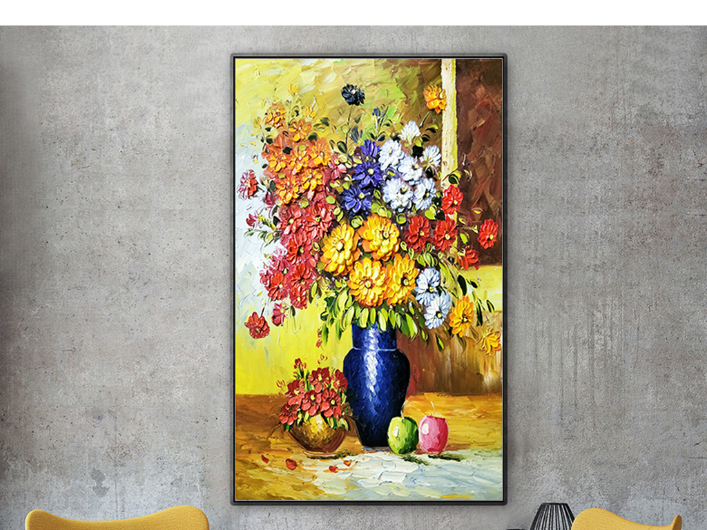 装饰画 现代简约装饰画 抽象装饰画 > 手绘蓝色花瓶静物花卉3d立体